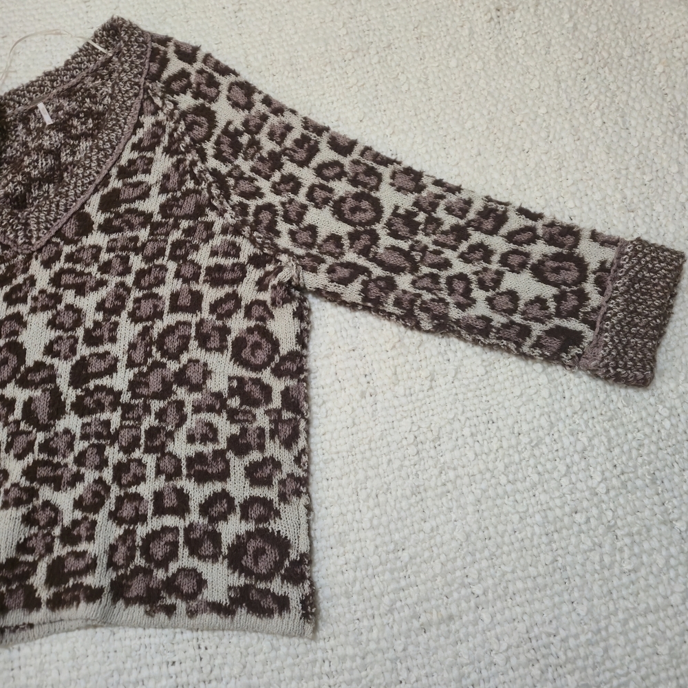 FREE PEOPLE Little Animal Pullover Knit Sweater In Grey Antler Combo Size XL - Picture 9 of 13